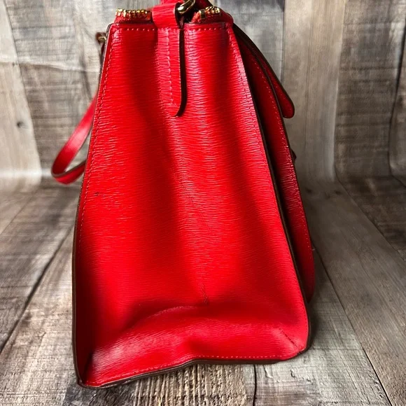 RLL Ralph Lauren Red Leather tote shoulder Handbag - Picture 10 of 15